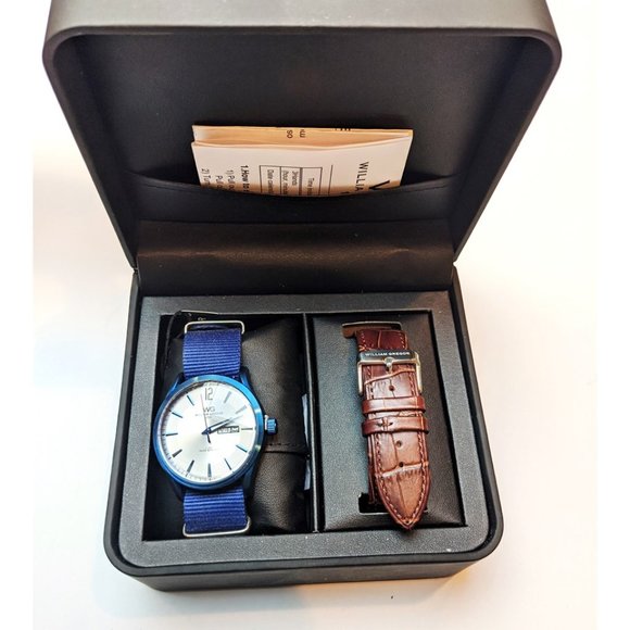 NWOT William Gregor Stainless Steel Blue Watch - Picture 1 of 4